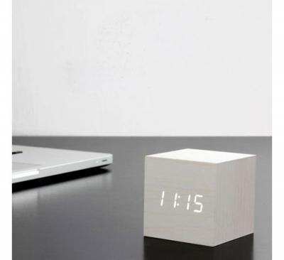 GINGKO R&eacute;veil cube Click Clock Blanc 