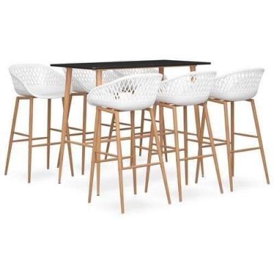 Vidaxl - Ensemble de bar 7 pcs Noir et blanc