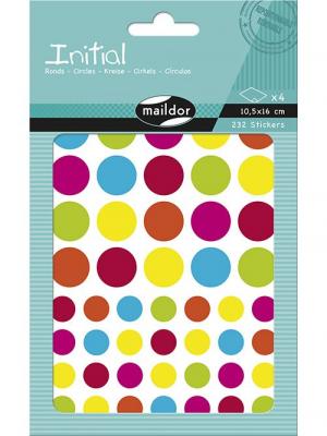 MLDR Set de 4 planches A6 &agrave; gommettes Maildor Initial Rondes