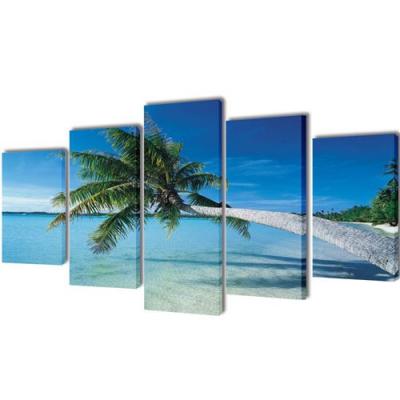 VIDAXL Set de toiles murales imprim&eacute;es Plage avec palmier 200 x 100 cm