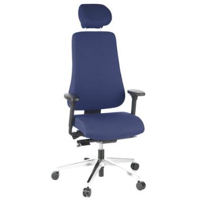Si&egrave;ge de bureau / Si&egrave;ge de direction PRO-TEC 400, tissu bleu marine, alu poli