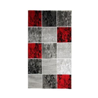THEDECOFACTORY SUBWAY CUBE Tapis de salon en polypropyl&egrave;ne - 80x150 cm - Rouge