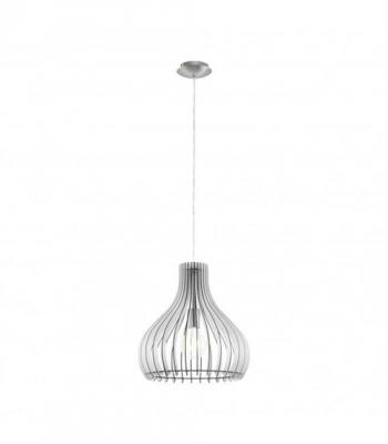 EGLO Suspension TINDORI 1 ampoule nickel satin&eacute; Diam&egrave;tre 38 Cm abat jour blanc