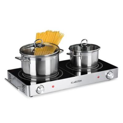 KLARSTEIN Table de cuisson - VariCook Duo - Plaque de cuisson - 3000W - Bo&icirc;tier en acier - Argent