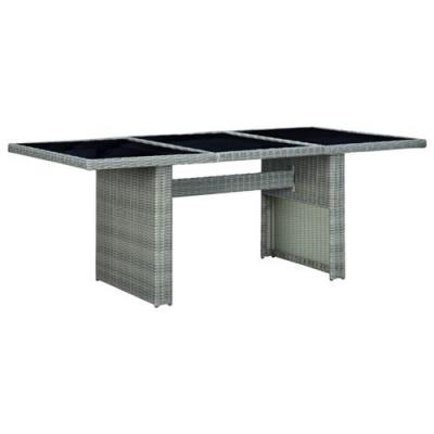 VIDAXL Table de jardin Gris clair R&eacute;sine tress&eacute;e et verre tremp&eacute;