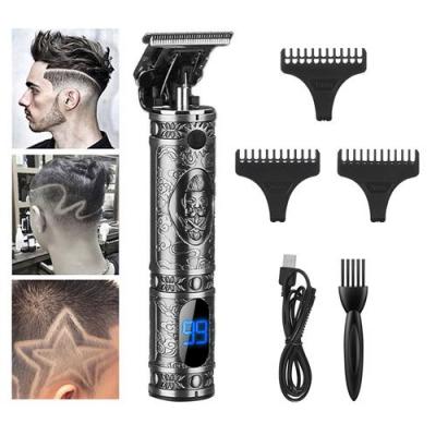  Tondeuse professionnelle &agrave; lame en T sans fil, Tondeuse &agrave; cheveux, Rasoir &agrave; barbe rechargeable LCD 