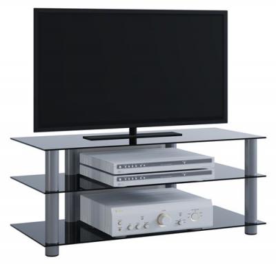 EBUY24 ZUMBO 110  meuble tv hifi video commode rangement verre noir