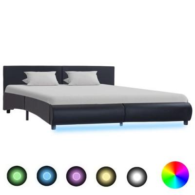 Cadre de lit avec led sans matelas noir 160x200 cm Vidaxl