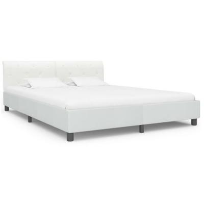Vidaxl cadre de lit blanc similicuir 160x200 cm cadre 2 personnes