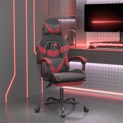 VIDAXL Chaise de jeu pivotante repose-pied Noir bordeaux Similicuir