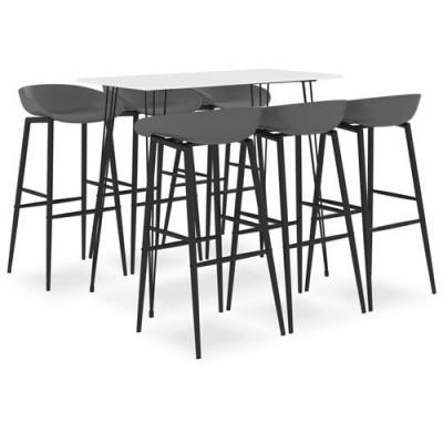 Ensemble de bar 7 pcs Blanc et gris Vidaxl Blanc et gris