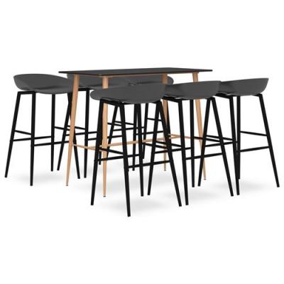 Vidaxl ensemble de bar 7 pcs noir et gris