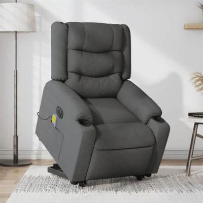 VIDAXL Fauteuil inclinable de massage &eacute;lectrique gris fonc&eacute; tissu 