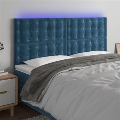 VIDAXL  t&ecirc;te de lit &agrave; led bleu fonc&eacute; 160x5x118128 cm velours 