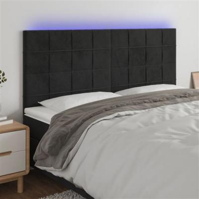 VIDAXL  - T&ecirc;te de lit &agrave; led Noir 180x5x118/128 cm Velours Noir
