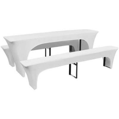 VIDAXL Housses de table et bancs Extensibles 3 pcs Blanc 220x70x80 cm