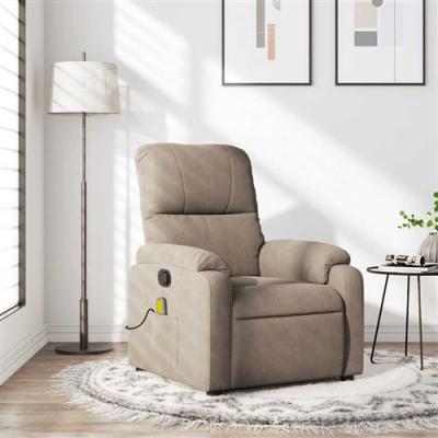  Fauteuil de massage, relaxation tissu microfibre taupe