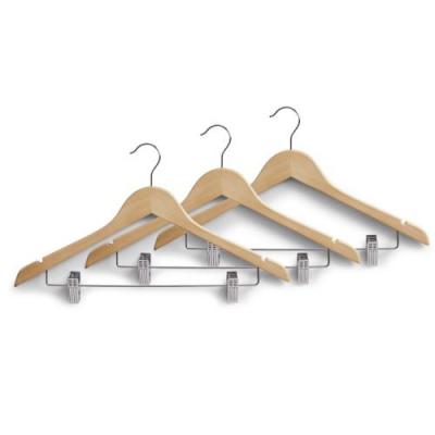 GENERIQUE Zeller 17114 Lot de 3 cintres avec pinces Couleur nature 44,5 cm 