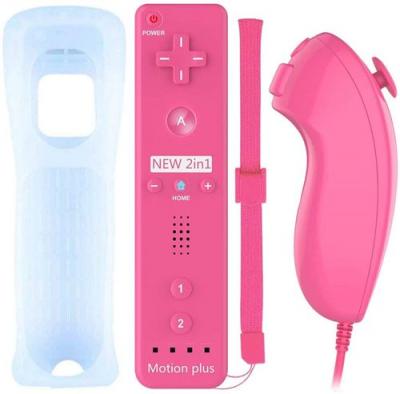 QUMOX 2 en 1 Manette Wiimote Motion Plus int&eacute;gr&eacute; et Nunchunk  compatible pour Nintendo Wii et Wii U -&reg; Rose 