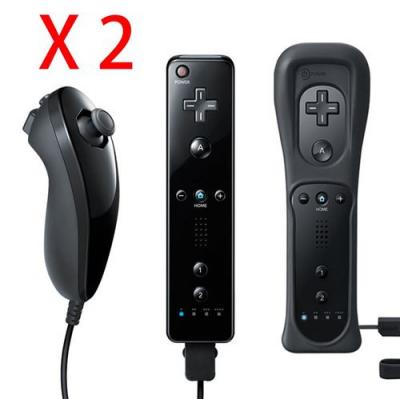 QUMOX 2x Manette Nunchunk  Remote &eacute;tui en silicone Noire compatible avec Nintendo Wii /Wii U/WII mini -&reg; 