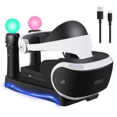 GENERIQUE 4 en 1 PSVR Pr&eacute;sentoir de charge avec support pour casque de stockage PlayStation VR, Chargeur 2 contr&ocirc;leurs PS Move Station d'accue 