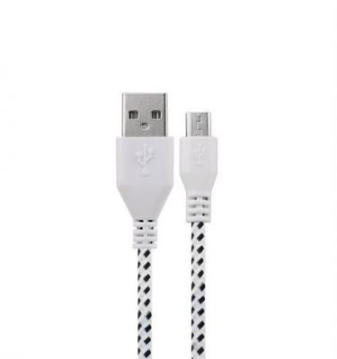  Cable Tresse 1m pour Manette XBox One Chargeur Connecteur Micro-USB Lacet Fil Nylon Universel (BLANC) 