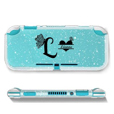 COQUE4PHONE Coque Paillette Switch Lite Avec Votre Pr&eacute;nom 12 Papillon Noir