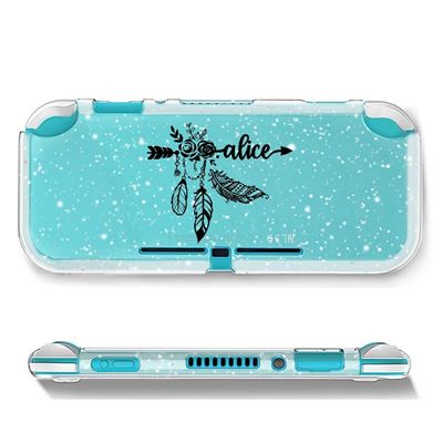 COQUE4PHONE Coque Paillette Switch Lite Avec Votre Pr&eacute;nom 6 Fleur Noir