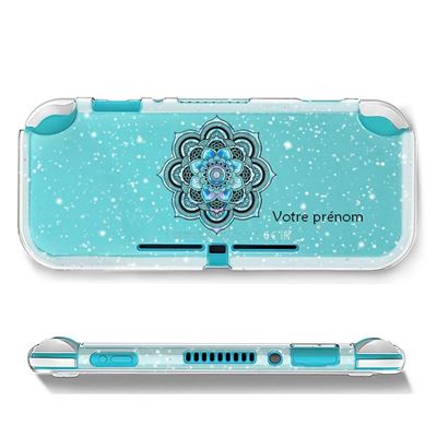 COQUE4PHONE Coque a paillette pour Nintendo Switch LITE motif mandala bleu pastel