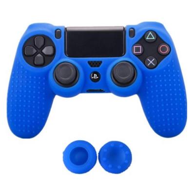 OEM Coque de protection en silicone avec 2 caps pour manette PS4/Slim/Pro - Bleu 