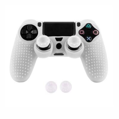 OEM Coque de protection en silicone avec 2 caps pour manette PS4/Slim/Pro - Blanc 