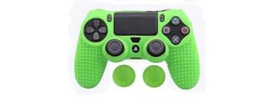 OEM Coque de protection en silicone avec 2 caps pour manette PS4/Slim/Pro - Vert 