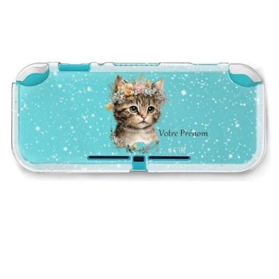 TAPERSO Coque Paillette Switch Lite Chat Boho Fleur Personnalisee