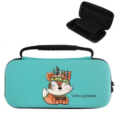 TAPERSO Etui Pochette Switch Lite Bleu + Verre Renard Fox Kawaii et Plume