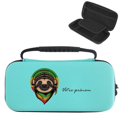 TAPERSO Etui Pochette Switch Lite Bleu Clair Rasta Paresseux Avec Votre Pr&eacute;nom