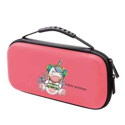 TAPERSO Etui Pochette Switch Lite Rose Corail Licorne Gamer Geek Personnalisee