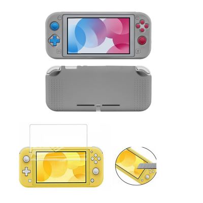 STRA&SZLIG;E GAME Housse &eacute;tui silicone de protection pour console Nintendo Switch Lite - Gris + Protection &eacute;cran en verre tremp&eacute;