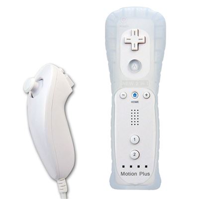 HOBBY TECH Manette Wiimote Et Nunchuck Hobby Concept Contr&ocirc;leur De Jeu Pour Console Wii Et Wii U Avec Housse En Silicone Blanc