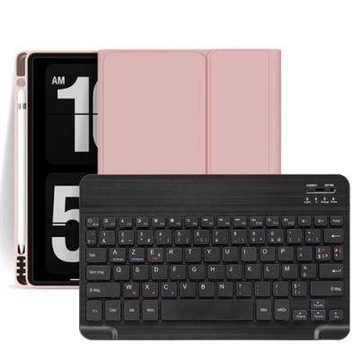 GENERIQUE &Eacute;tui HSMY en Silicone avec Clavier Fran&ccedil;ais AZERTY Bluetooth pour iPad Pro 11 2020 - Rose&Noir 