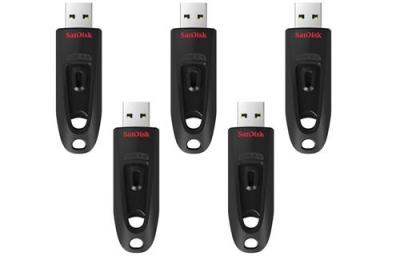 SANDISK 5 x  Cl&eacute; USB Ultra 128 Go USB 3.0 (SDCZ48-128G-U46) jusqu'&agrave; 130Mo/s