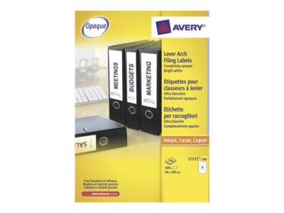 AVERY  Laser+ - Blanc - 60 x 200 mm 400 &eacute;tiquette(s) (100 feuille(s) x 4) &eacute;tiquettes pour dossiers