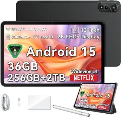 BLACKVIEW  MEGA2 Tablette Tactile 11.97 Android 15 2.4G+5G Wifi, RAM 36 Go ROM 256 Go/SD 2 To 9000mAh Tablette PC Dual Sim - Gris 