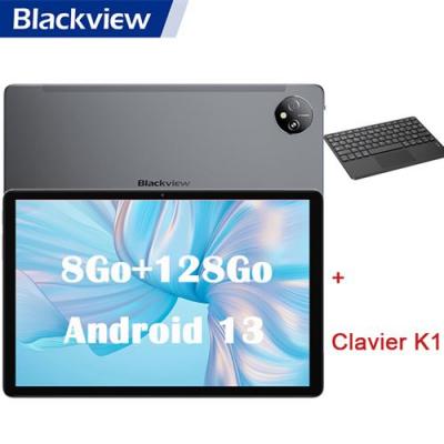 BLACKVIEW Tab 80 Tablette Tactile 10.1 Android 13 Octa-core 8Go+128Go/1To 7680mAh Face ID,5G Wifi,4G Dual SIM Gris Avec Clavier K1 