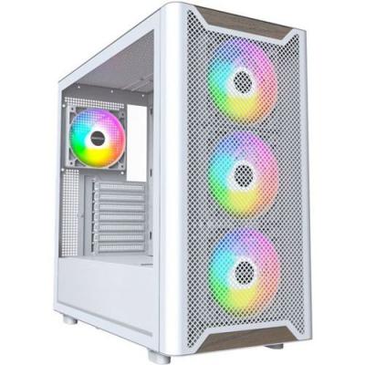 MONTECH Bo&icirc;tier PC - - XR Wood - Midi-Tour - ARGB - Verre tremp&eacute; - Blanc