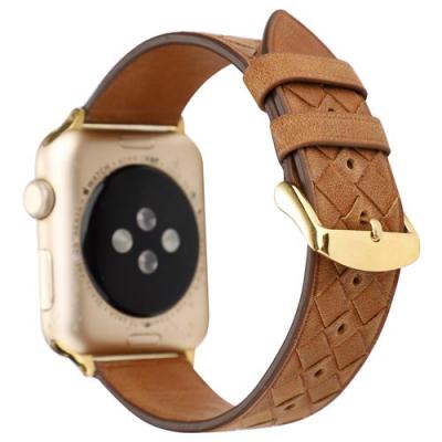 GENERIQUE Bracelet de montre en cuir tisser pour Apple Watch Series 6/ SE/ 5/ 4 44mm - Marron