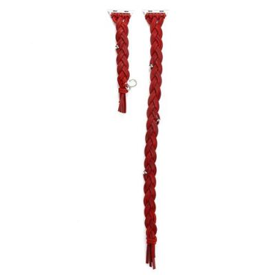 GENERIQUE Bracelet de montre en cuir v&eacute;ritable tisser pour Apple Watch Series 6/ SE/ 5/ 4 44mm - Rouge 