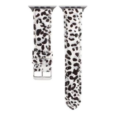 GENERIQUE Bracelet en cuir et peluches pour Apple Watch Series 6/ SE/ 5/ 4 44mm - Noir&Blanc 