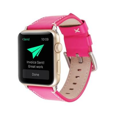  Bracelet en cuir simple durable pour Apple Watch Series 6/ SE/ 5/ 4 40mm - Rose 