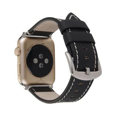 GENERIQUE Bracelet en cuir simple durable pour Apple Watch Series 6/ SE/ 5/ 4 40mm - Noir 