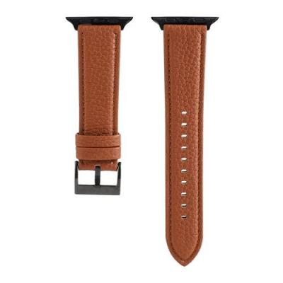 GENERIQUE Bracelet en cuir v&eacute;ritable durable simple pour Apple Watch Series 6/ SE/ 5/ 4 44mm - Brun 
